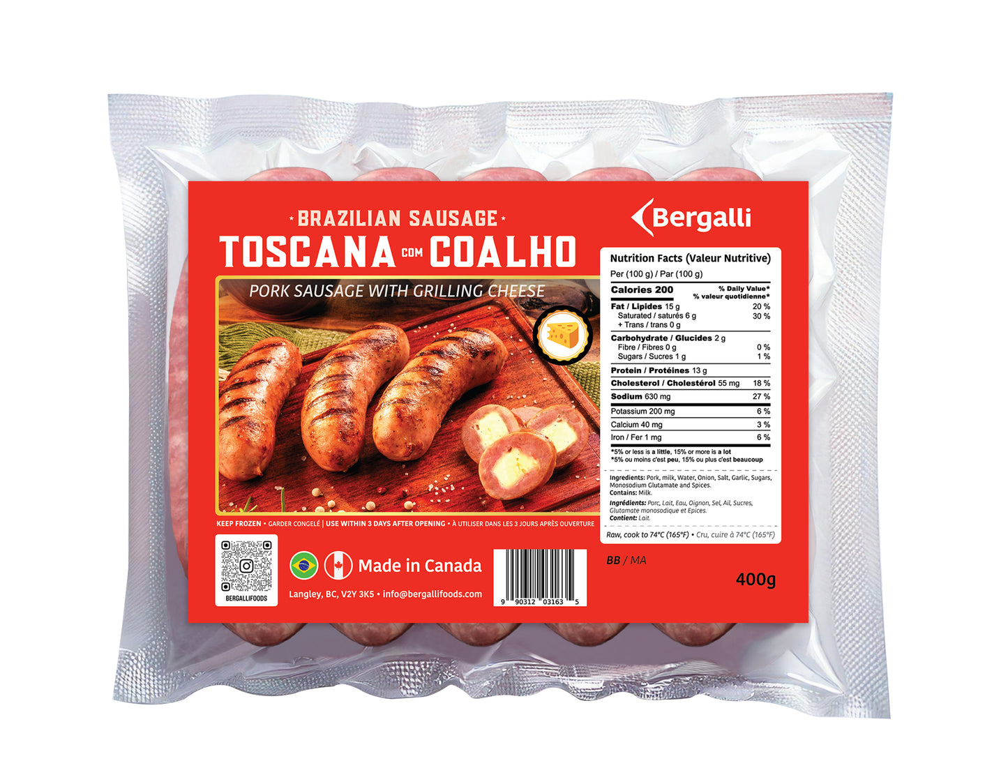 Bergalli Food Toscana w/Queijo Coalho Sausage 400g