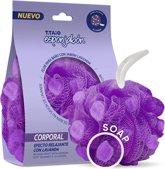 T.TAiO Esponjabon Bath Pouf + Lavander Soap 2in1